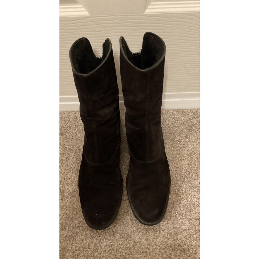 J/Slides Black Leather Rubber Sole Platform W's Riley Chelsea Boot, 6 - Picture 4 of 11